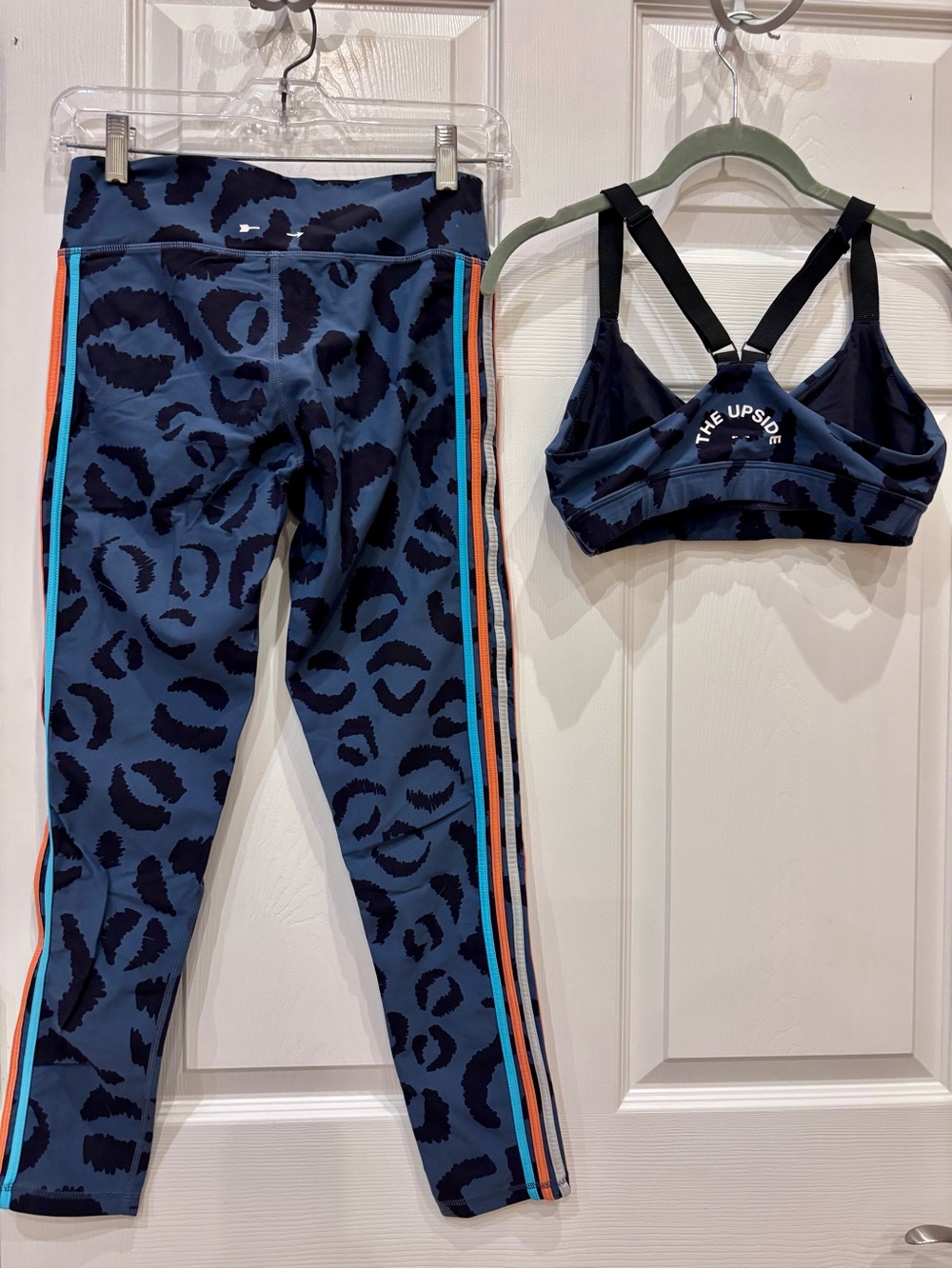 The Upside Navy Blue Leopard Stripe Sports Bra